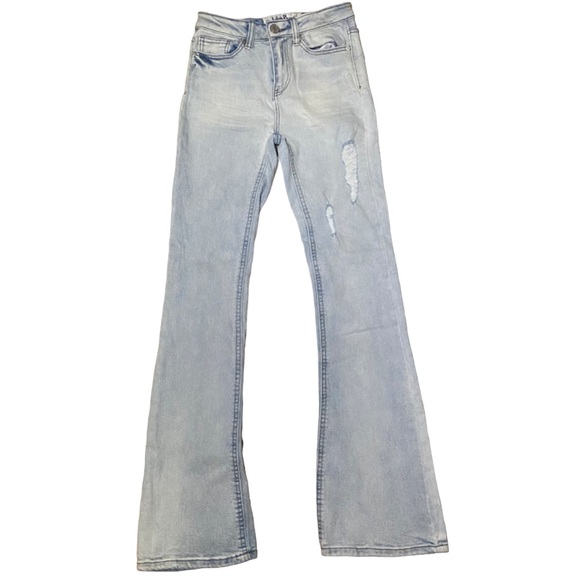 Juniors Light-Wash Bootcut Flare Indigo Rein Jeans Size 1 - Picture 1 of 4
